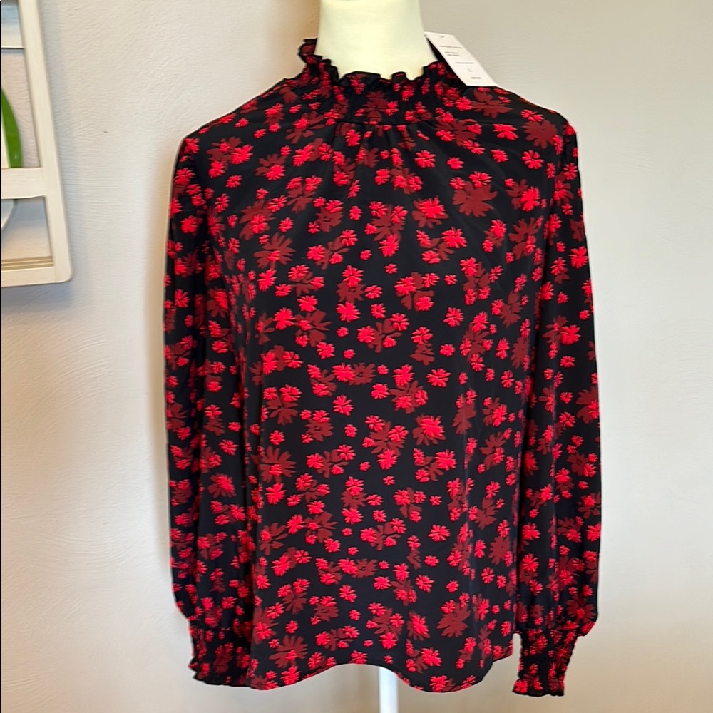 Sanctuary Black, Red & Burgundy floral Blouse